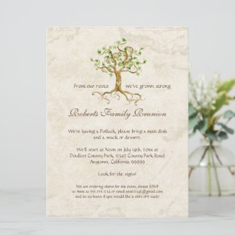 Swirl Tree Roots Antiqued Family Reunion Invite | Zazzle