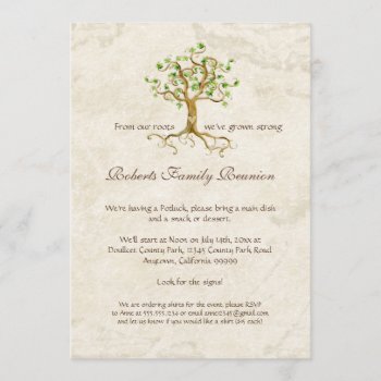 Swirl Tree Roots Antiqued Family Reunion Invite by AudreyJeanne at Zazzle