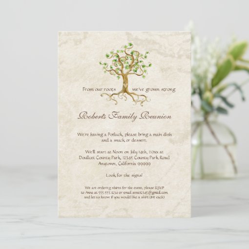 Swirl Tree Roots Antiqued Family Reunion Invite | Zazzle