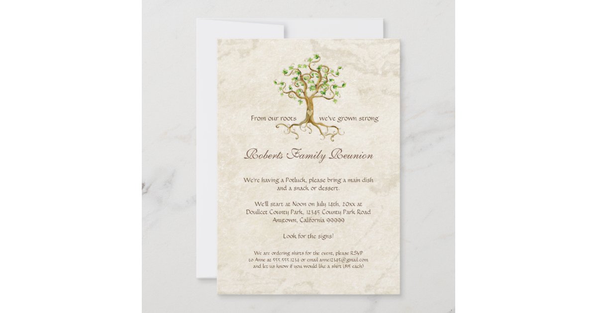 Swirl Tree Roots Antiqued Family Reunion Invite | Zazzle