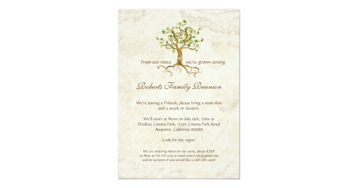 Swirl Tree Roots Antiqued Family Reunion Invite | Zazzle.com