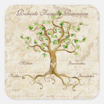 Swirl Tree Roots Antiqued Family Reunion Name Tags by AudreyJeanne at Zazzle