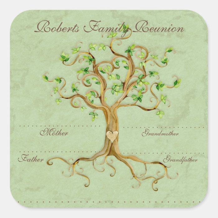 Swirl Tree Roots Antiqued Family Reunion Name Tags Square Stickers