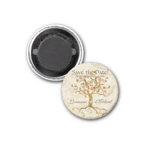 Swirl Tree Roots Antiqued Parchment Save the Date Magnet