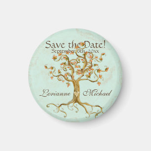 Swirl Tree Roots Antiqued Parchment Save the Date Magnet