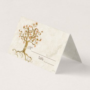 Swirl Tree Roots Antiqued Parchment Table Number Business Card by AudreyJeanne at Zazzle