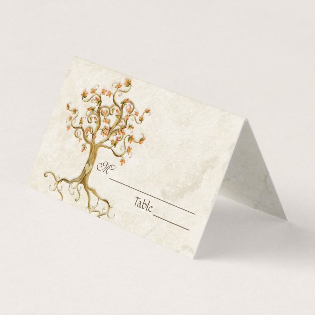Swirl Tree Roots Antiqued Parchment Table Number Business Card (Front)