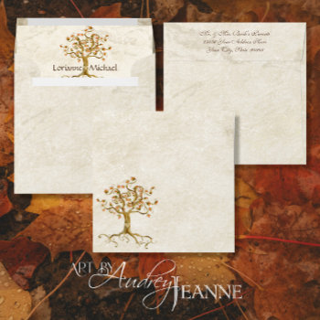Swirl Tree Roots Antiqued Parchment Wedding Envelope by AudreyJeanne at Zazzle