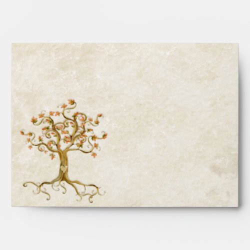 Swirl Tree Roots Antiqued Parchment Wedding Envelope