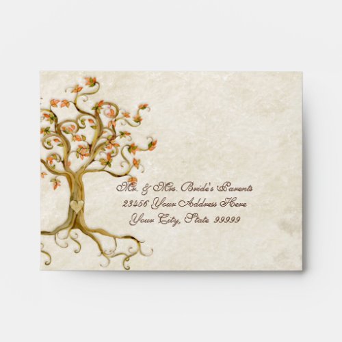 Swirl Tree Roots Antiqued Parchment Wedding Envelope