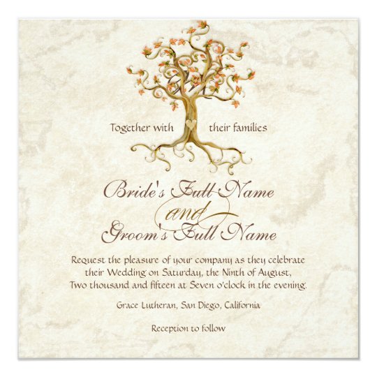 Swirl Tree Roots Antiqued Parchment Wedding Invitation | Zazzle.com