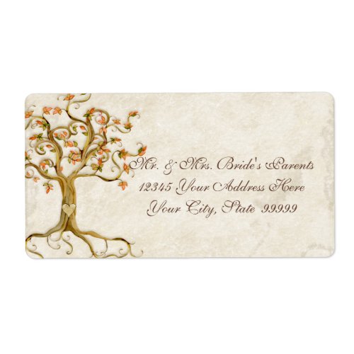 Swirl Tree Roots Antiqued Parchment Wedding Label