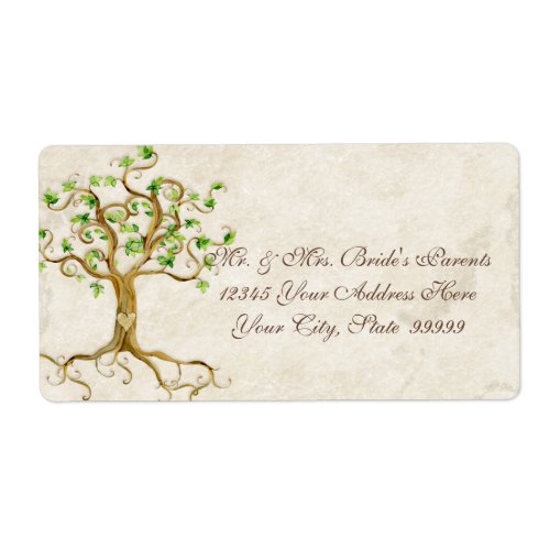 Swirl Tree Roots Antiqued Parchment Wedding Spring Label