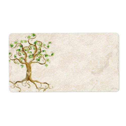 Swirl Tree Roots Antiqued Parchment Wedding Spring Label