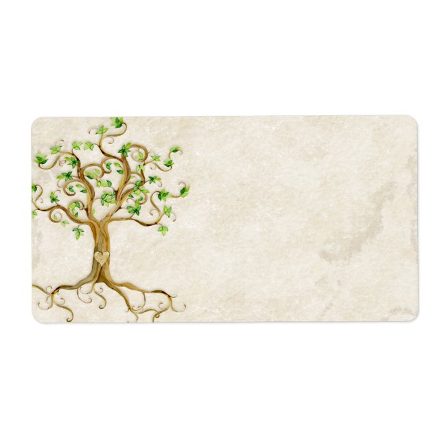 Swirl Tree Roots Antiqued Parchment Wedding Spring Label (Front)