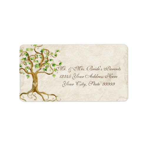 Swirl Tree Roots Antiqued Parchment Wedding Spring Label