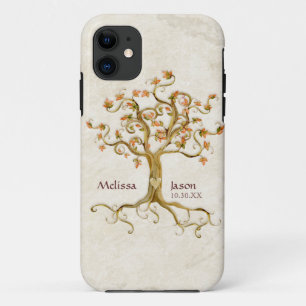 Swirl Tree Roots Antiqued Personalized Names Heart iPhone 11 Case