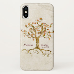 Swirl Tree Roots Antiqued Personalized Names Heart iPhone X Case
