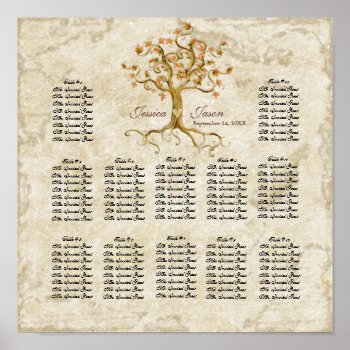 Swirl Tree Roots Antiqued Reception Seating Chart by AudreyJeanne at Zazzle