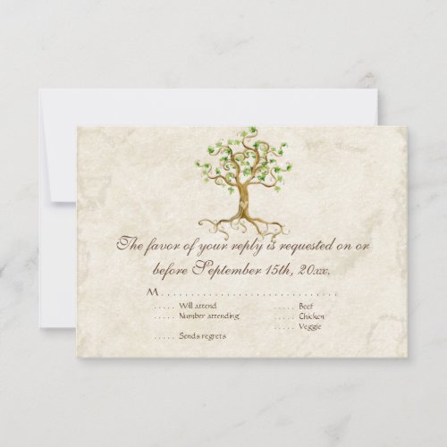 Swirl Tree Roots Antiqued RSVP Response Card
