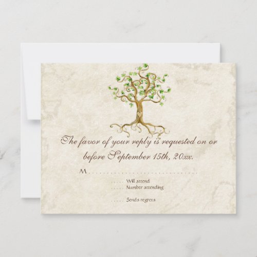 Swirl Tree Roots Antiqued Sage RSVP Response Card