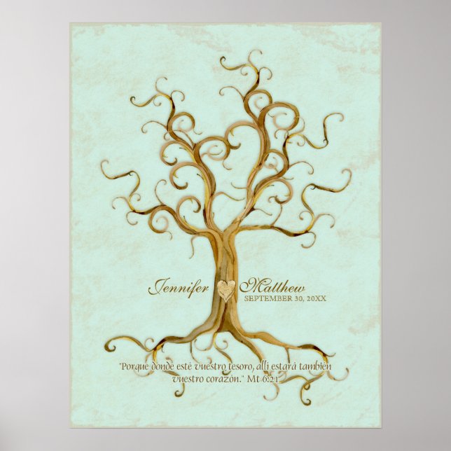 Swirl Tree Roots Antiqued Thumb Print Reception (Front)