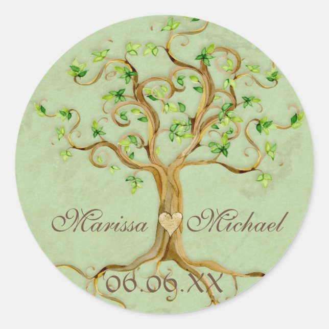 Swirl Tree Roots Antiqued Wedding Matching Seals (Front)