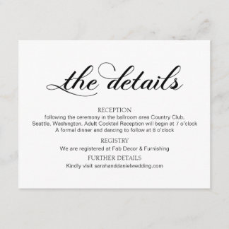 Swirl Typography Wedding Details Enclosure Card