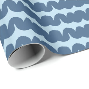 Swirl Wave Stripe Light blue Navy Wrapping Paper