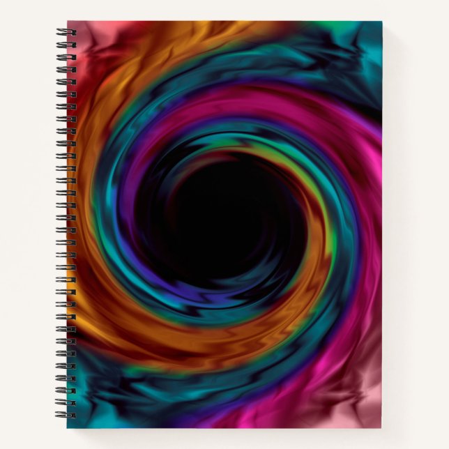 Swirl wavy silk satin multicolor pink violet blue notebook (Front)