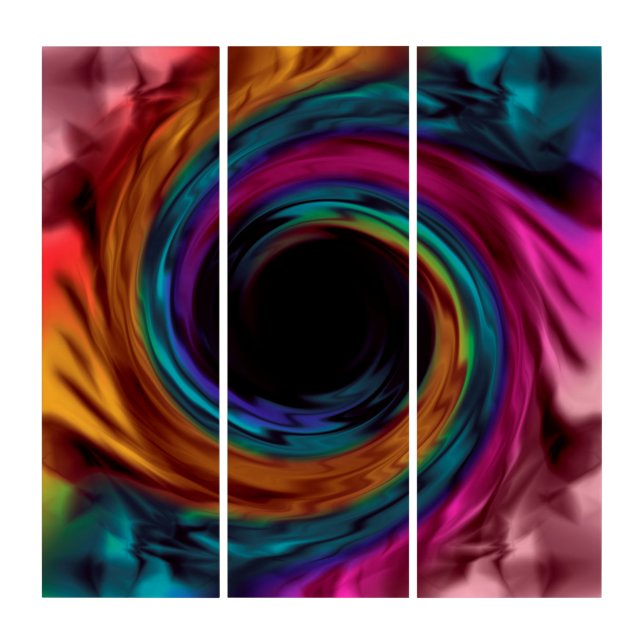 Swirl wavy silk satin multicolor pink violet blue triptych (Front)