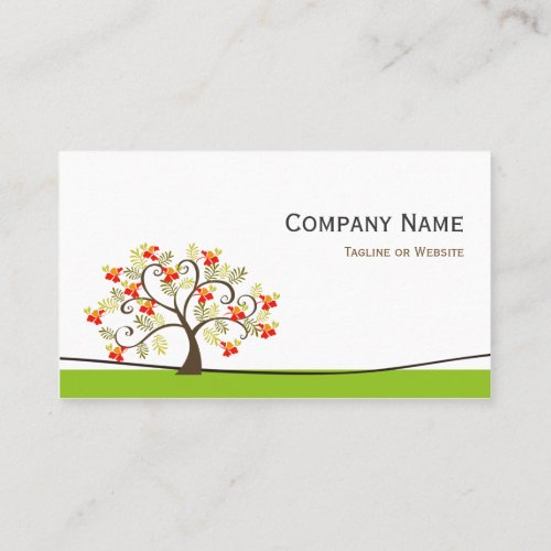 Swirl Whimsical Tree - Simple Green Stylish Business Card