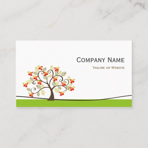 Customizable Swirl Whimsical Tree - Simple Green Stylish Business Card