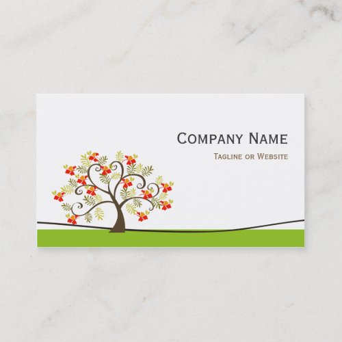 Swirl Whimsical Tree _ Simple Green Stylish Business Card