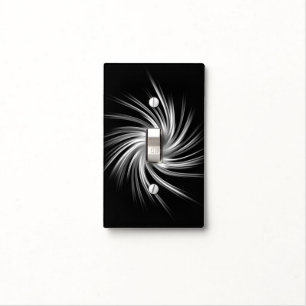 Swirl - White Black Light Switch Cover