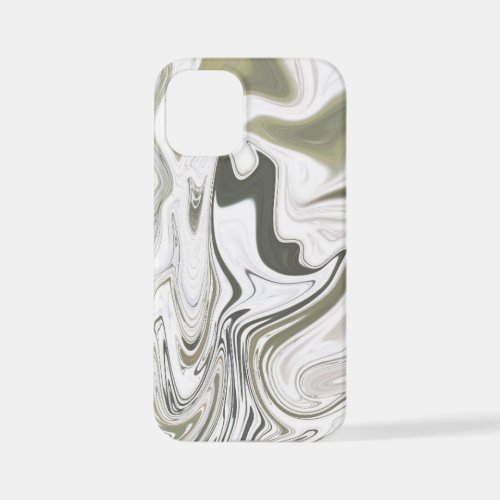 Swirl_white_green_geometric_black iPhone 12 Mini Case