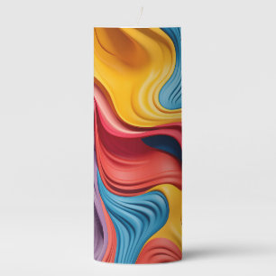 Swirled 3D forms in rainbow colors Pillar Candle