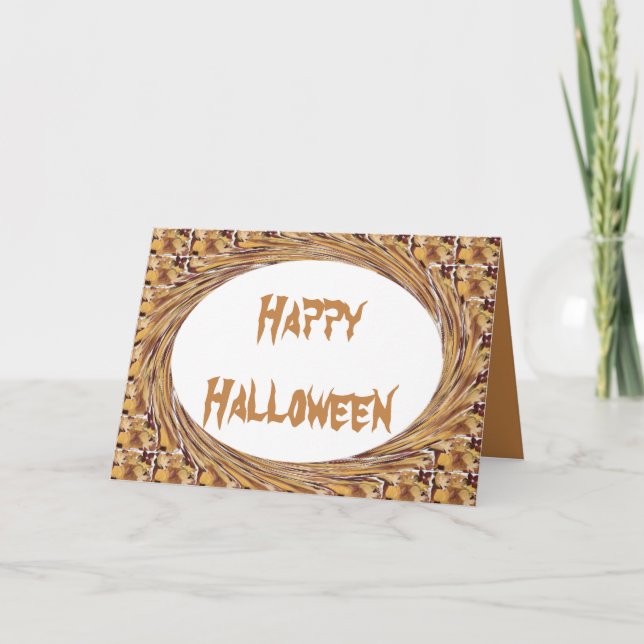 Swirled Autumn Leaves Frame Happy Halloween Card (Front)