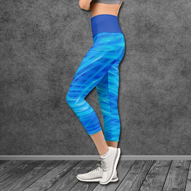 Swirled Blue Light Abstract Pattern Capri Leggings (Creator Uploaded)