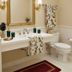 Swirled christmas floral bath towel set
