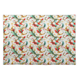 Swirled christmas floral cloth placemat