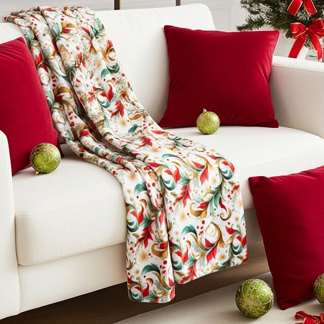 Swirled christmas floral fleece blanket (Creator Uploaded)