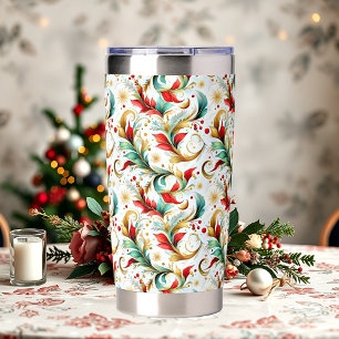 Swirled christmas floral insulated tumbler