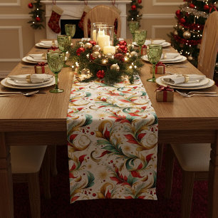 Swirled christmas floral medium table runner