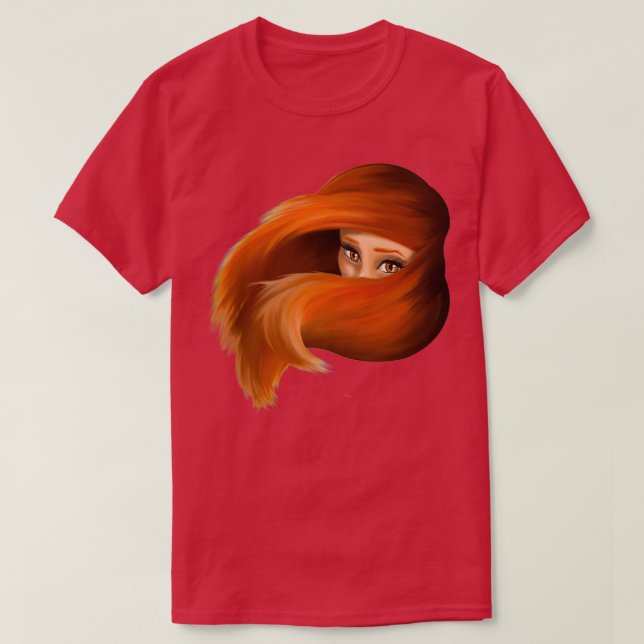 Swirled Fiery Red headed Beauty T-Shirt (Design Front)