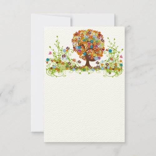 Swirled Flower  Love Tree blank card Personalized Invite