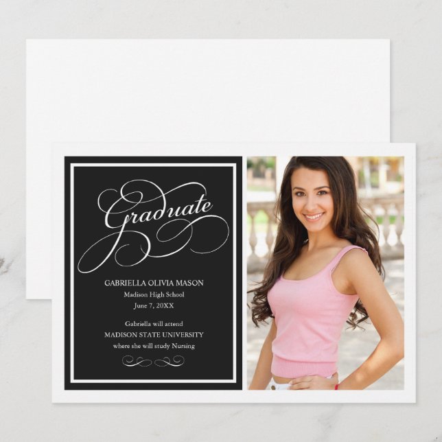 Swirled Graduate | Black Invitation (Front/Back)