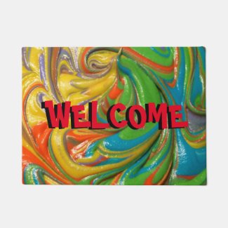 swirled paint welcome mat