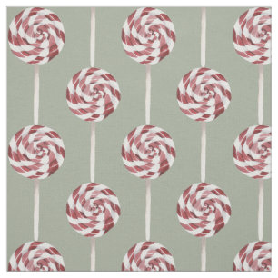Swirled Peppermint Candy Lollipop Pattern Fabric