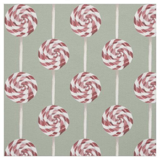 Swirled Peppermint Candy Lollipop Pattern Fabric